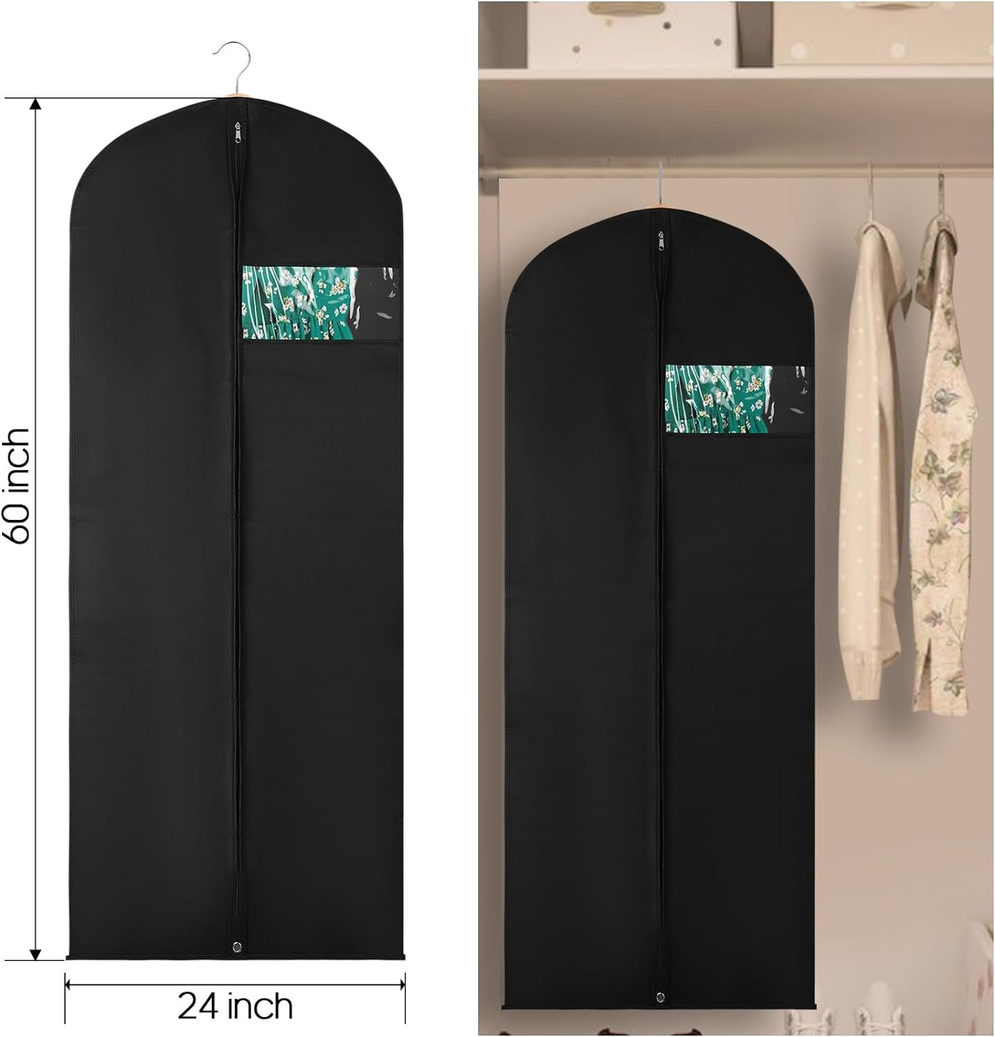 coastal rose Travel Garment Bags for Women, Suit Bags for Closet Storage Foldable Hanging Bags for Dresses, Coats, Shirts,Suit Covers for Men- 24 x 40/3 Pack
