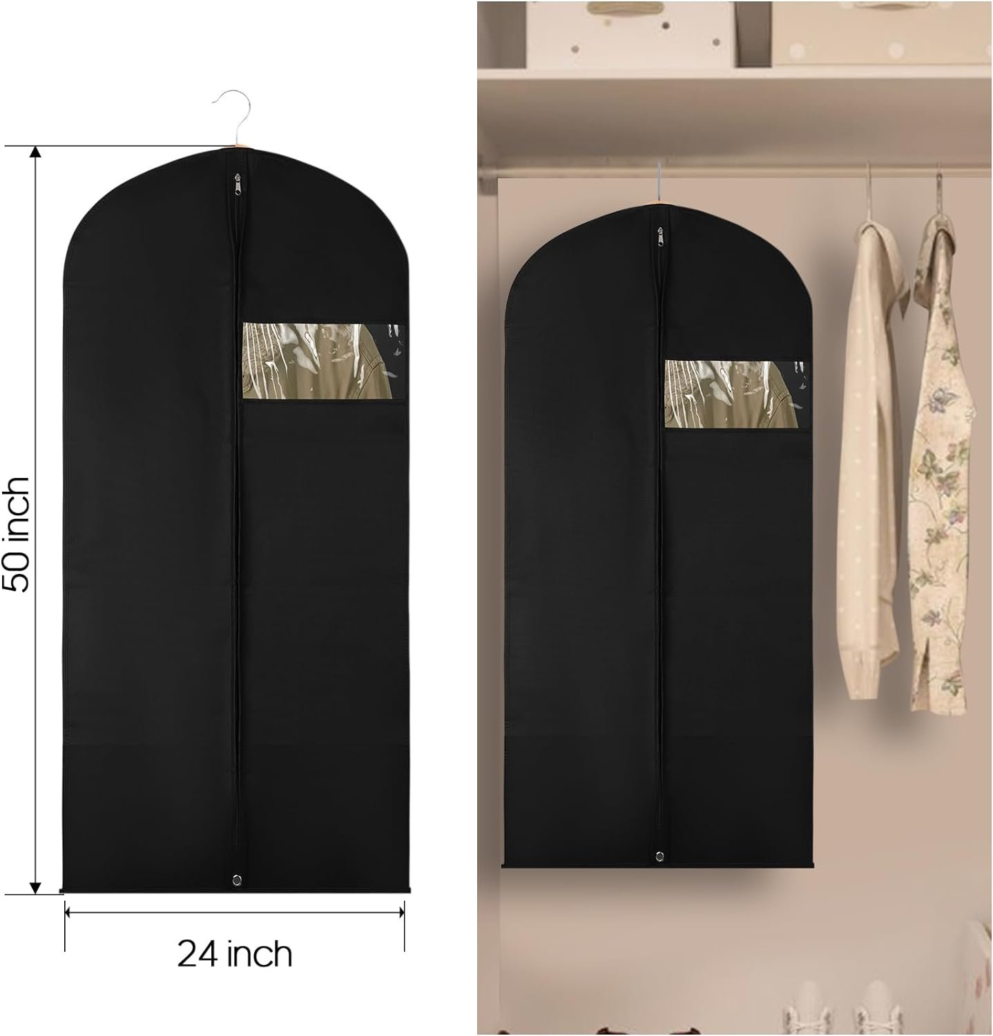 coastal rose Travel Garment Bags for Women, Suit Bags for Closet Storage Foldable Hanging Bags for Dresses, Coats, Shirts,Suit Covers for Men- 24 x 40/3 Pack