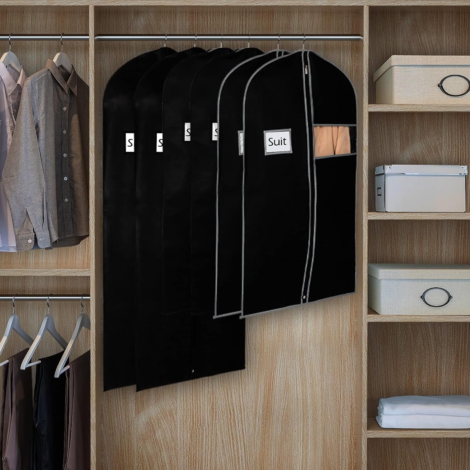 Syeeiex Dress Bag (60 Inch) Suit Bags for Closet Storage Breathbale Suit Cover, Garment Bags with Clear Window for Women, Men, Dress, Suit, Black, Set of 8 : Home  Kitchen