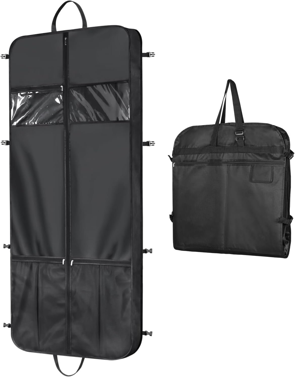 Zilink 60 Long Garment Bags for Travel Waterproof Garment Bag for Dresses Long Hanging Dress Bags for Closet Storage with Adjustable Handles and Stable Buckles for Suit Coats Tuxedos Dresses, Black
