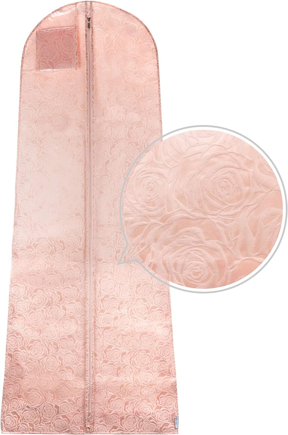 HANGERWORLD Rose Textured Pattern Dress Bags for Gowns Long 72 - Breathable (Dusty Pink, Single)