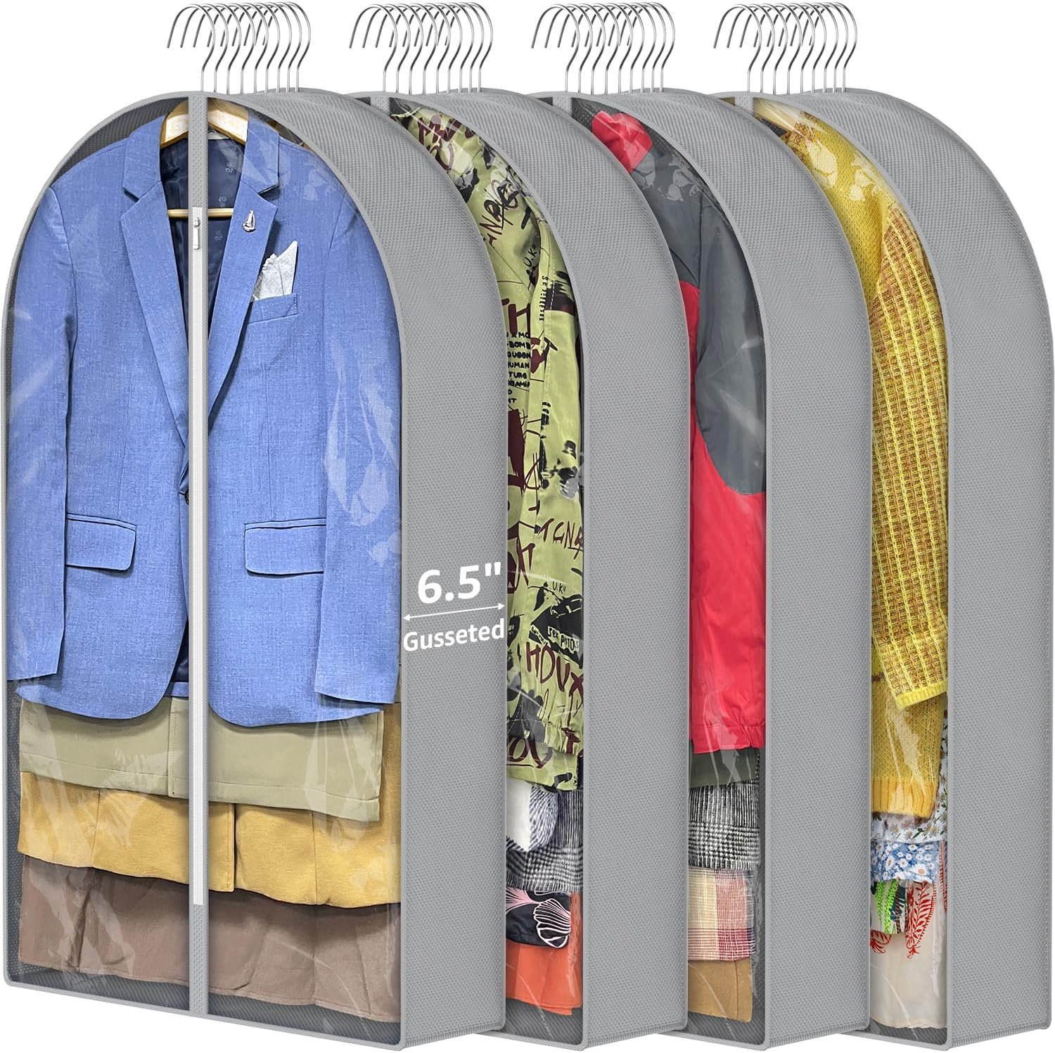 LAPPR 4 Pack 40 Garment Bags for Hanging Clothes with 6.5 Gusseted,Moth Proof Clothes Bags for Storage Hanging, Clothing Bags with Zipper Protecting Travel Suit Bags : Home  Kitchen