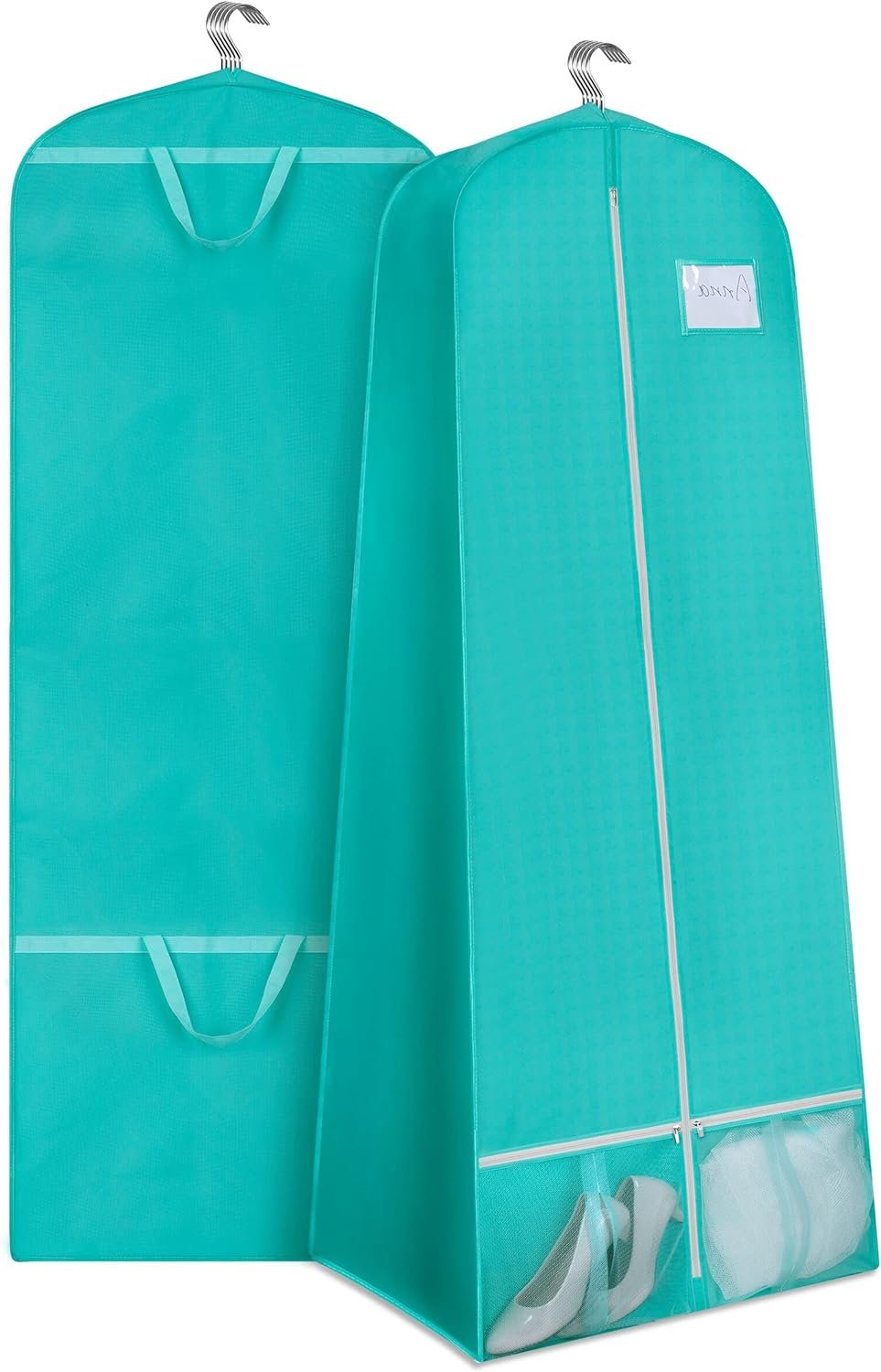 SLEEPING LAMB 72 Wedding Dress Garment Bag 15 Gusseted Dress Bag for Gowns Long with Large Mesh Pockets Hanging Garment Bag for Prom, Tuxedos, Teal