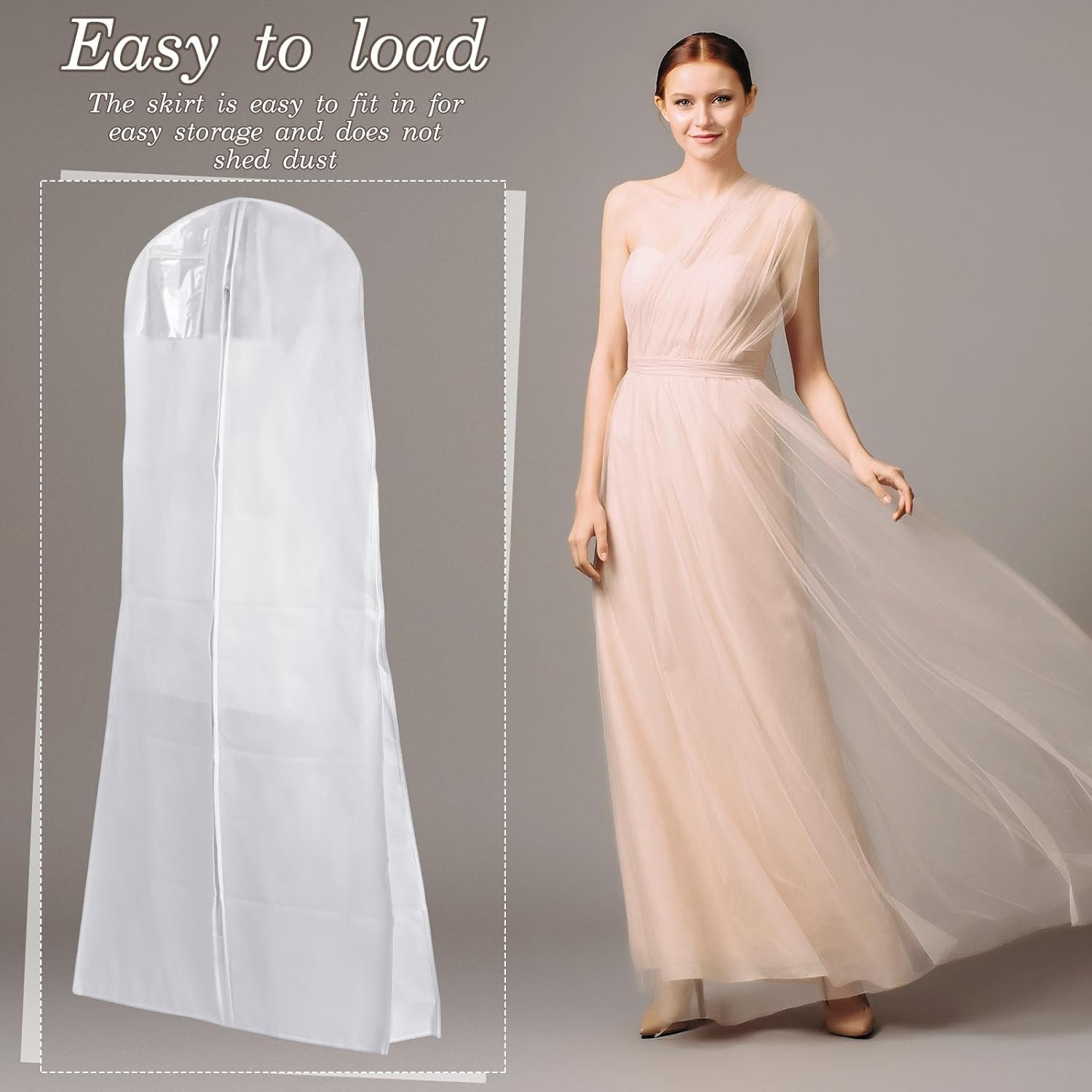 Windyun 4 Pcs White Wedding Dress Garment Bag 63 Inch Long Non Woven Garment Covers Breathable Large Hanging Long Gown Clothes Cover for Bridal Travel Organization : Home  Kitchen