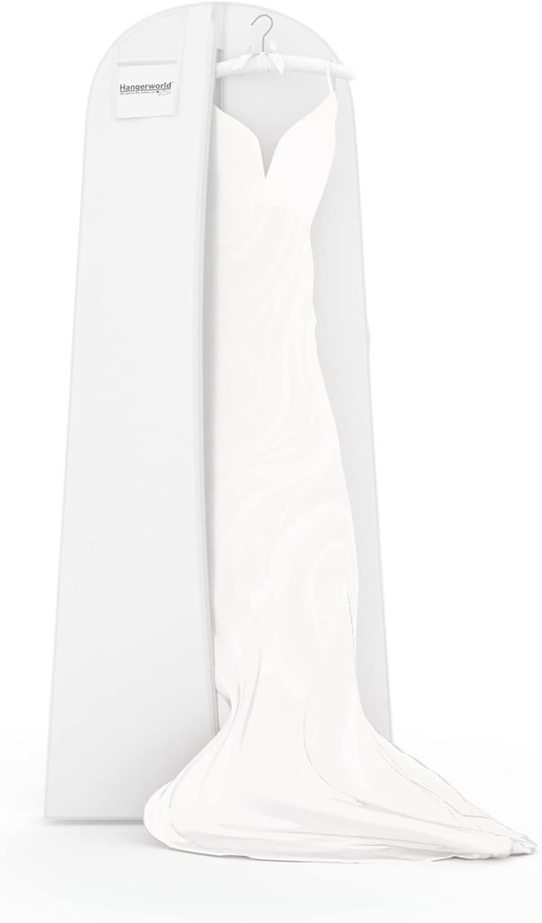 HANGERWORLD 72inch Breathable Wedding Gown Long Dress Hanging Garment Bag for Closet Storage (White)