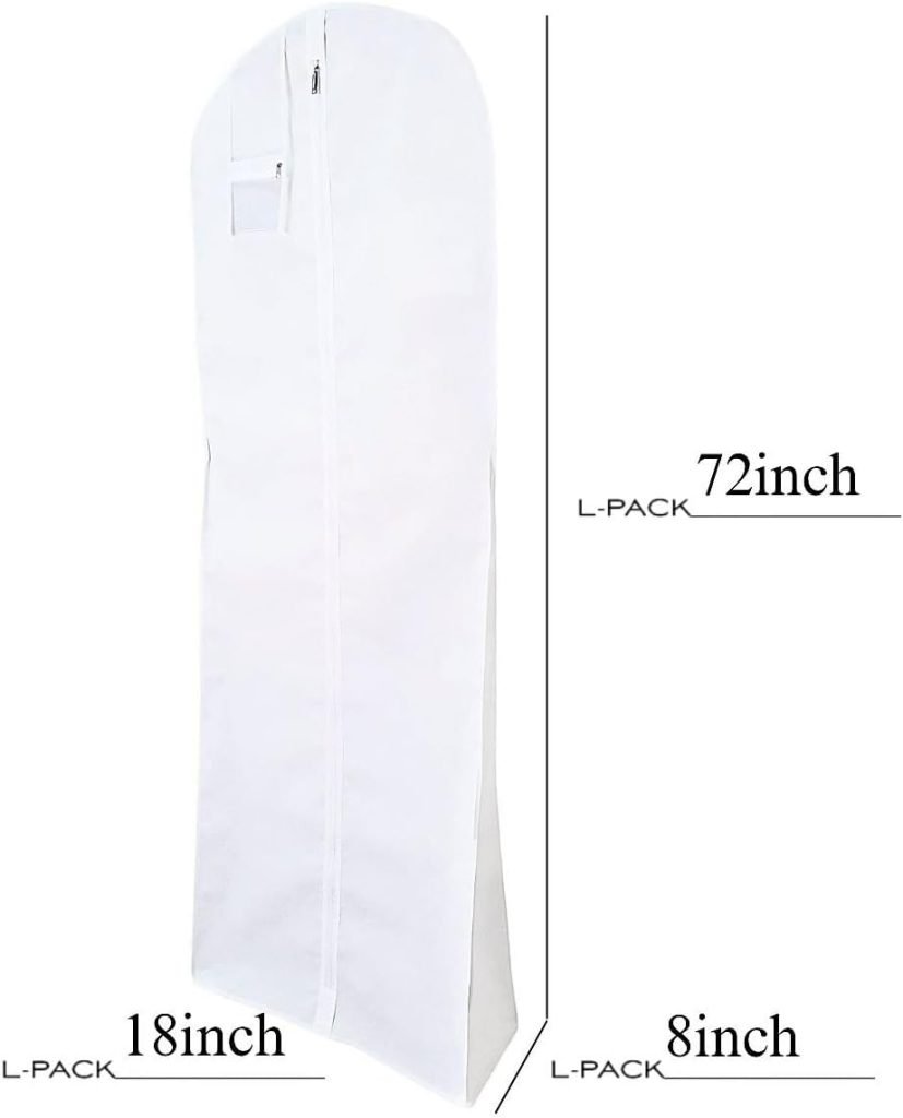L-Pack Wedding Dress Garment Bag Extra Long White Clothes Cover for Storage or Travel